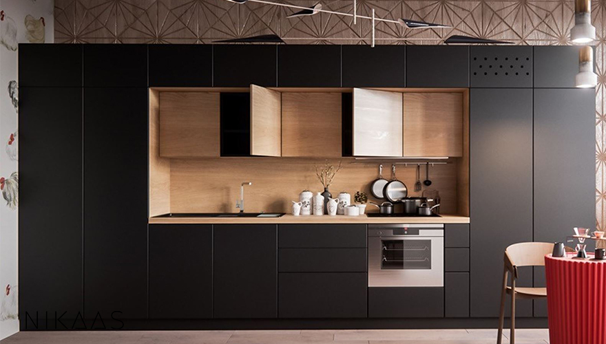 طراحی آشپزخانه خطی  یا تک دیواره